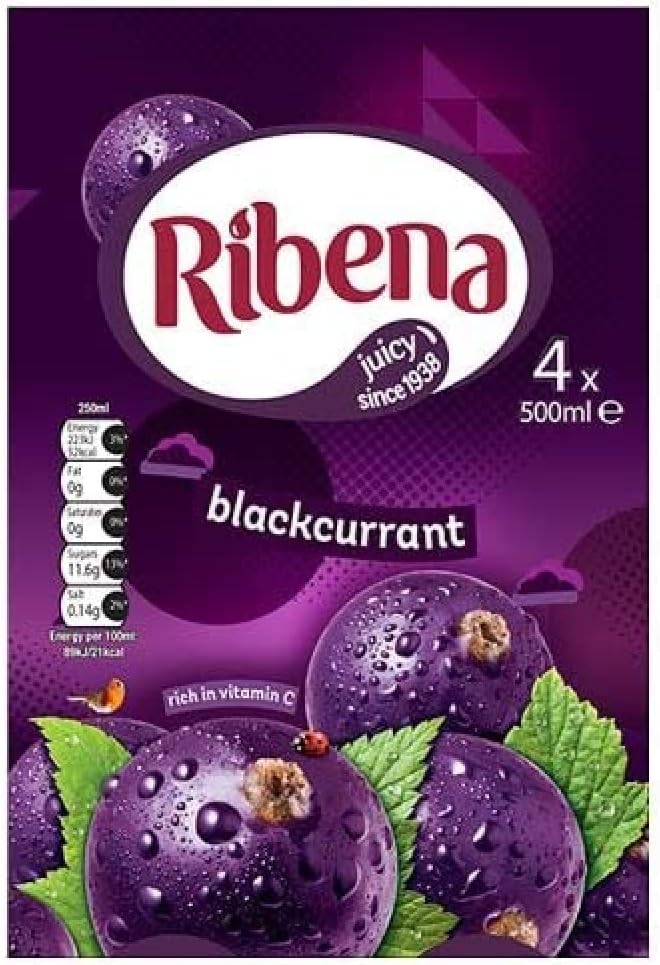 Ribena Blackcurrant Flavour Fruit Juice 24x 250ml Real Fruit | Rich In Vitamin C | No Artificial Colours or Flavours | Ready To Drink Boxed Treatz